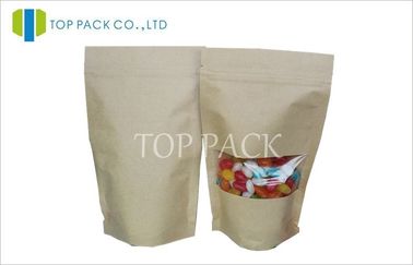 Ziplock Plain Stand Up Pouch Với Window, 1oz Coffee Kraft Paper Bags