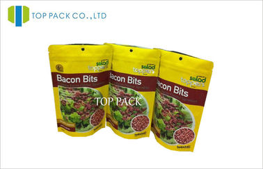 Vàng MOPP / FOIL nhựa đứng lên túi Resealable cho Bacon Bits in ống đồng