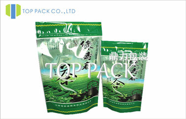 Túi màu xanh lá cây đứng lên túi với Ziplock, túi trà cho trà lỏng