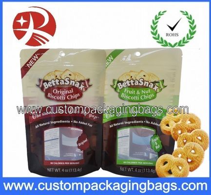 Resealable Custom Stand Up Pouches With Bottom Gusset For Cooky Packaging