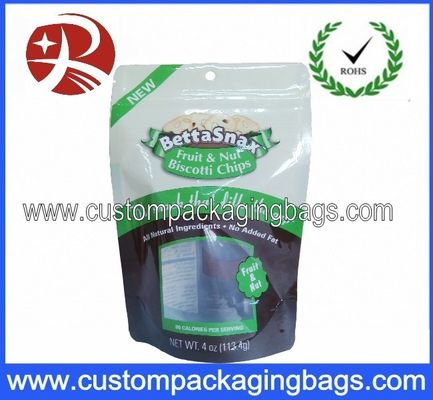 Resealable Custom Stand Up Pouches With Bottom Gusset For Cooky Packaging