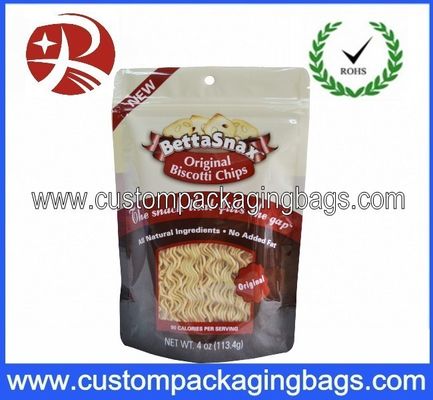 Resealable Custom Stand Up Pouches With Bottom Gusset For Cooky Packaging