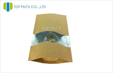 Thực phẩm lớp nhôm lá mỏng giấy kraft đứng lên túi cửa sổ vuông