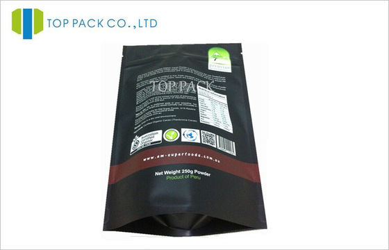 Thực phẩm sức khỏe bột dây kéo đứng lên túi thực phẩm tùy chỉnh mờ kết thúc