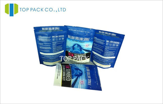 Màu xanh sáng bóng in đứng lên Ziplock túi Barrier Proof cho bột