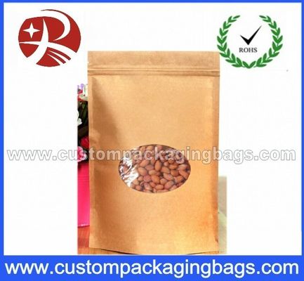 Khóa kéo nhiều lớp giấy kraft túi đứng cho thực phẩm với cửa sổ trong suốt