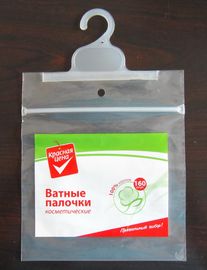 Cotton Buds Zip Lock Túi nhựa có móc áo / In đầy màu sắc