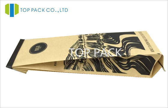 Brown Coffee Kraft Paper Packaging Side Gusset Bags Aluminum Foil Tin Tie