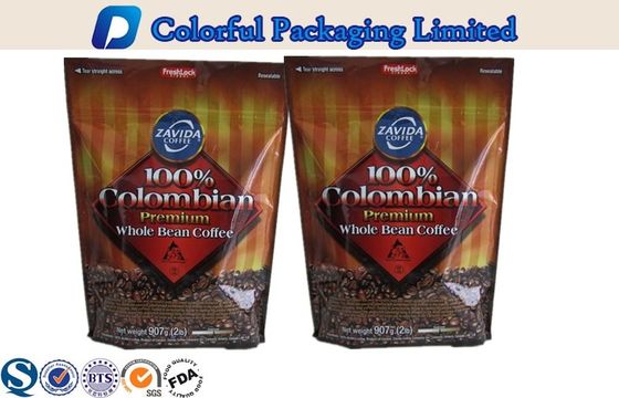 custom Printing resealed stand up food pouches for tea / coffee / cookies