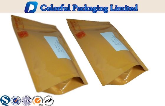 Yellow Ziplock Recycle Plastic Stand up Pouch For Tea , Snacks , Nut Food